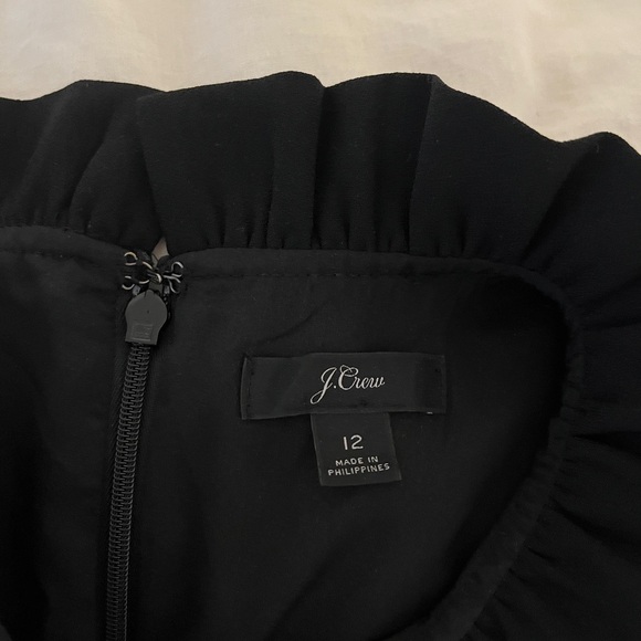 J. Crew Ruffle-neck shift dress in 365 crepe in Black Size 12 AK212 - Picture 8 of 10